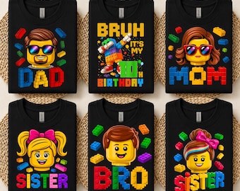 Building Blocks Birthday Boy Shirt, Custom Brick Family Matching Tees, Personalized Toy Party Kids Tee