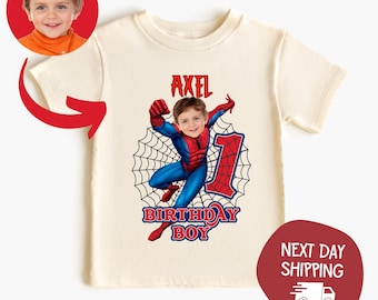 Custom Face Spider-Man Shirt, Hero Spiderman Party Theme TShirt, Funny Spiderman Birthday Gift,Personalized Spiderman Shirt