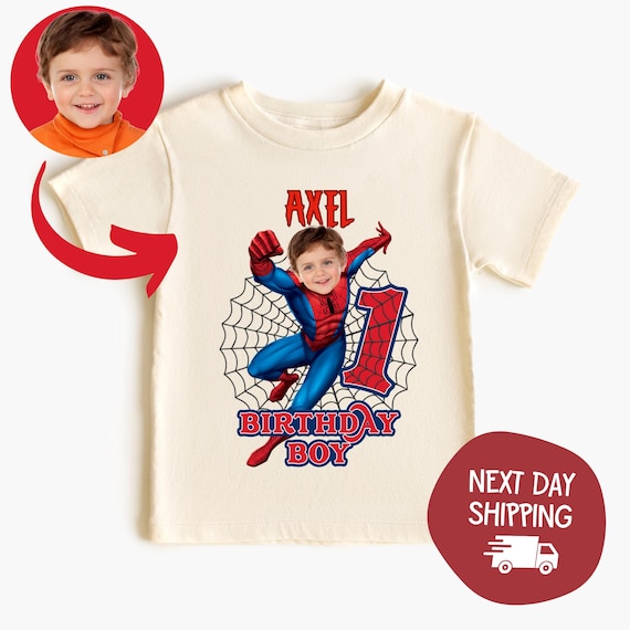 Custom Face Spider-Man Shirt, Hero Spiderman Party Theme TShirt, Funny Spiderman Birthday Gift,Personalized Spiderman Shirt