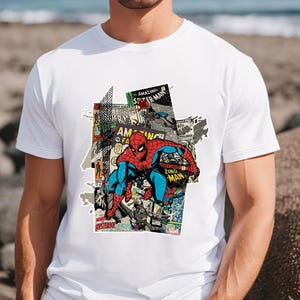 Retro Spiderman Shirt, Unisex Superhero Shirt, Spiderman Birhday Gift, Spider Man Shirt Gifts for Him, Comic Book Shirt Gifts for Boyfriend