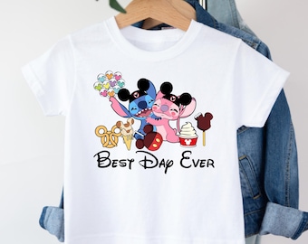 Stitch Angel Best Day Ever Tshirt, Stitch Ice Cream Tee, Kids Disney Shirt, Family Disney Vacation Tee, Best Day Ever, Disney Snacks Tee