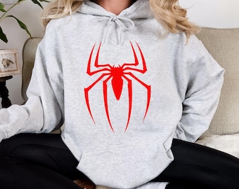 Spider Hoodie, Spider Sweatshirt, Spider-Man Logo Sweater, Spiderman Sweatshirt, Valentine's Day Gift for Him Her, Spiderman Birthday Gift