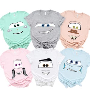 Cars Face Outline Family Matching Shirt, Disney Cars Shirt, Disney Vacation Shirt, Cars Group Birthday Party Costume Shirt, Cars Team Shirt