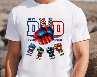 Custom Super hero Dad with Kids name Shirt, Avengers Men's Shirt, Superhero Dad, Personalized Daddy's Team T-Shirt, Best Dad Ever Shirt