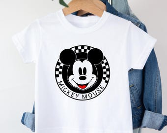 Vintage Mickey Mouse Shirt, Checkered Mickey Shirt, Family Vacation Shirt, Birthday Gift, Retro Mickey Kids Tee