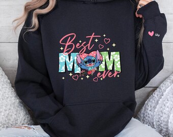 Custom Stitch Mama Kids Name Sweatshirt, Stitch and Lilo Mama Shirt, Disney Mama Hoodie Sweater for Mother’s Days, Disneyland Mother Hoodie