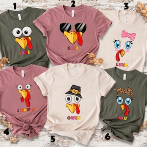 Thanksgiving Family Shirts, Matching Family Outfits, Turkey Face Shirt, Personalized Thanksgiving Tee, Custom Group Shirts, 2025 Holiday Tee