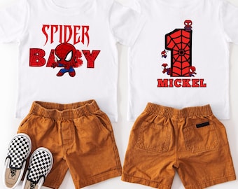 Spider Theme Birthday Boy Family Tee, Spidey Boy Girl Shirt, Dad Mom Kids Matching