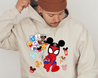 Mickey Spiderman Sweater, Disney Snacks Sweatshirt, Spiderman Christmas Gift For Men, Unisex Disney Family Gift, Spider Man Vacation Hoodie