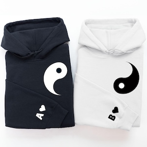 Custom Yin Yang Couple Sweatshirt, Personalized Matching Hoodie, Aesthetic Sweatshirt, Matching Couple Gift, Valentines Day Gift Sweatshirt