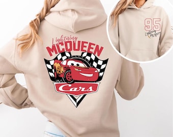Cars Lightning McQueen Two Sided Sweatshirt, Disney Pixar 95 Hoodie, Men's Disneyland Crewneck, McQueen Fans, Boys Birthday Gifts