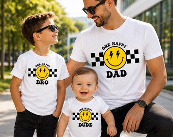 One Happy Dude - Chemise familiale assortie pour le premier anniversaire des garçons et des filles
