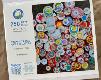 Vintage Childs Tin Doll Plates Collection Puzzle, 250 Piece Puzzle