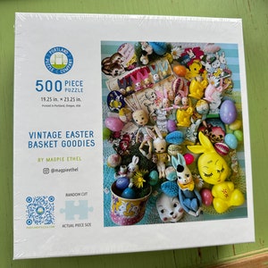 Vintage EASTER, Vintage Easter Basket Goodies, 500 Piece Puzzle image 1