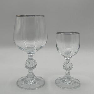 Set of 6 Rare Vintage Bohemia Czech Crystal Wine Glasses Claudia Platinum Band Cut Ball Stem  Set of 6 Cordial Glasses OPTION to buy all 12