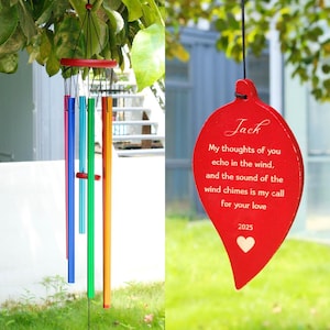 Personalized pet memorial outdoor rainbow wind chime, Rainbow bridge, Double-sided engraving, Pet memorial gift, Garden outdoor decoration