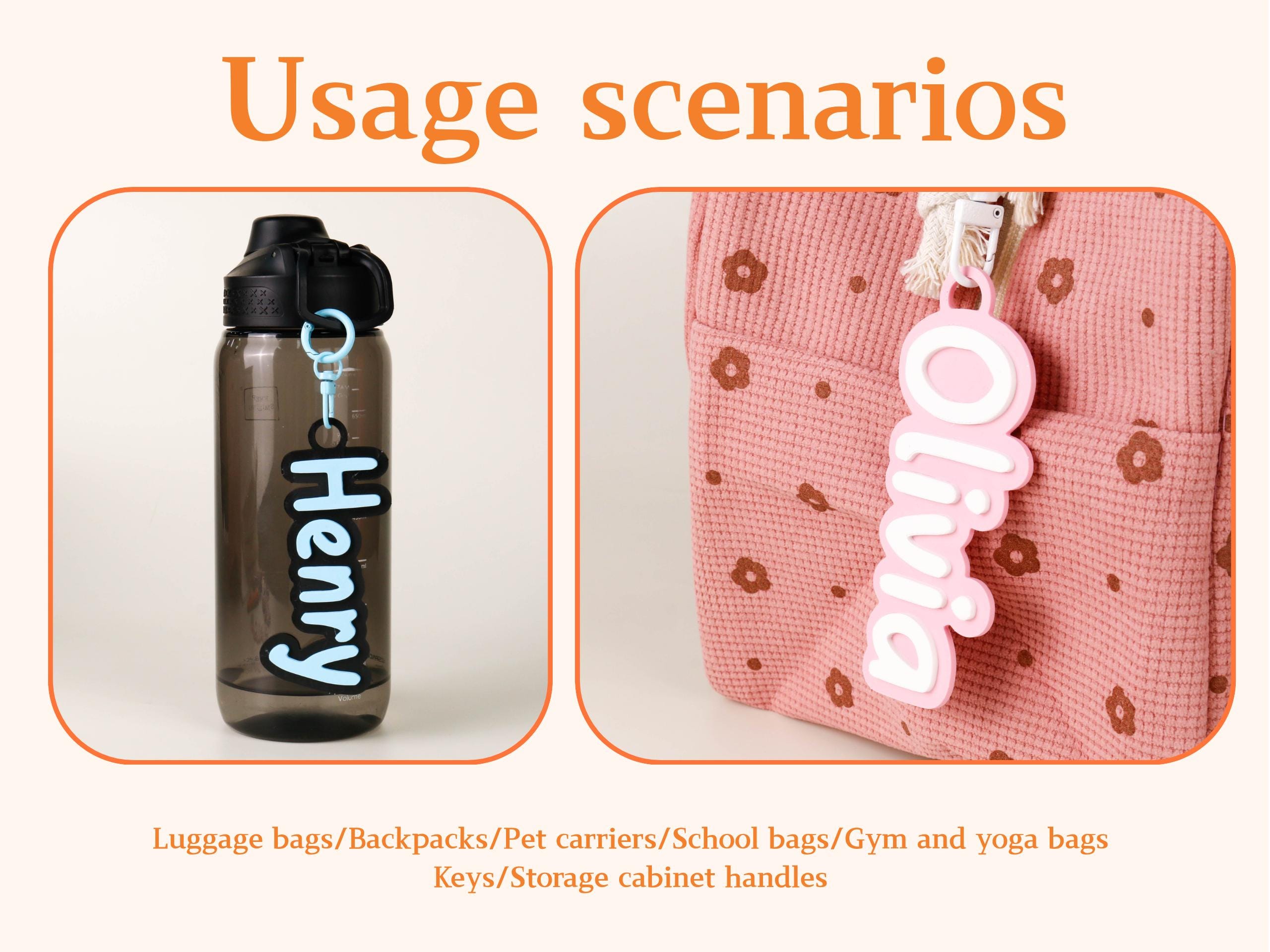 Customized Name 3D Printed Keychains, Name Keychain Gifts, Name Tags ...