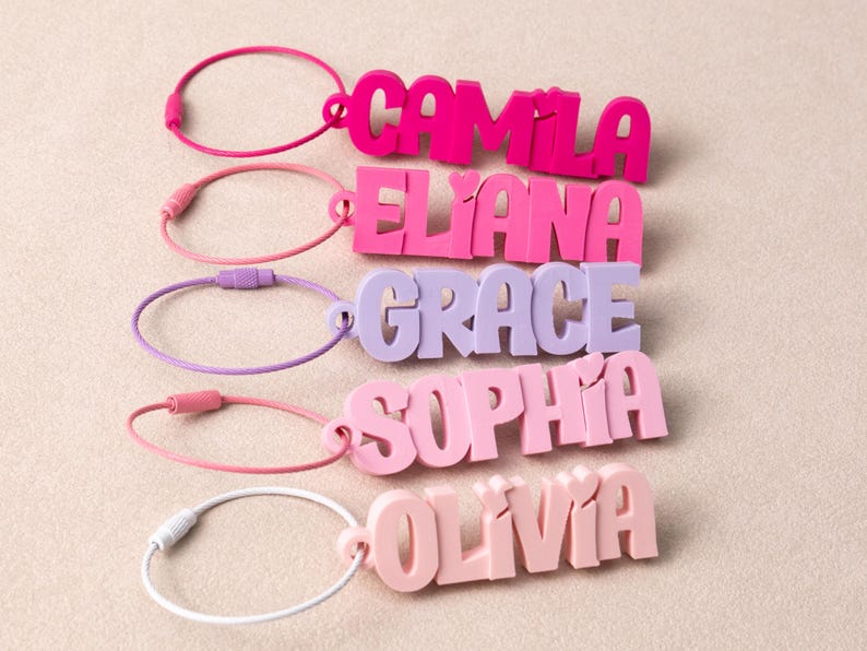 Personalized Name 3D Printed Keychains: Party gifts, Name Tag, Water bottle label,Christmas gifts image 1