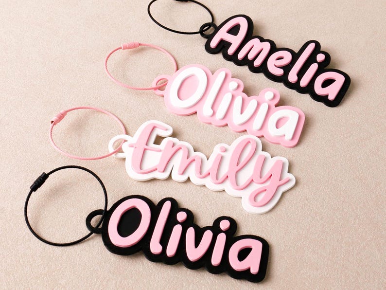 Personalized 3D Printed Name Tags | Luggage Tags | Name Tags | Backpack Tags | Water Bottle Tags | Back to School Gifts | Gifts for Girls