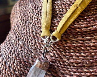 Clear Quartz Choker on adjustable Leather Suede