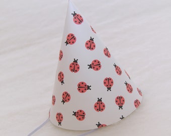 Simple Ladybugs Birthday Hat - Black and Red Ladybug birthday party