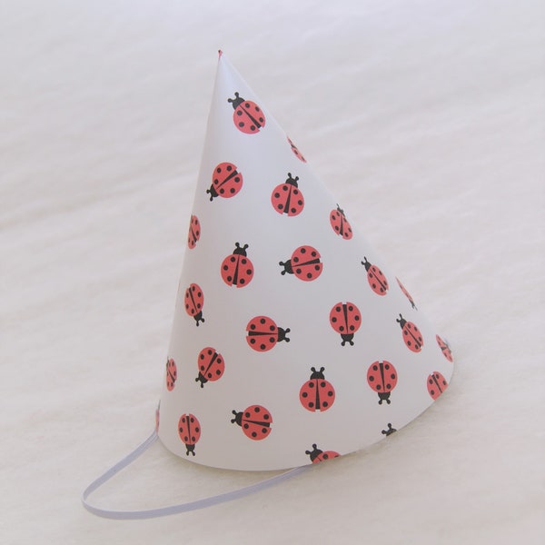 Simple Ladybugs Birthday Hat - Black and Red Ladybug birthday party