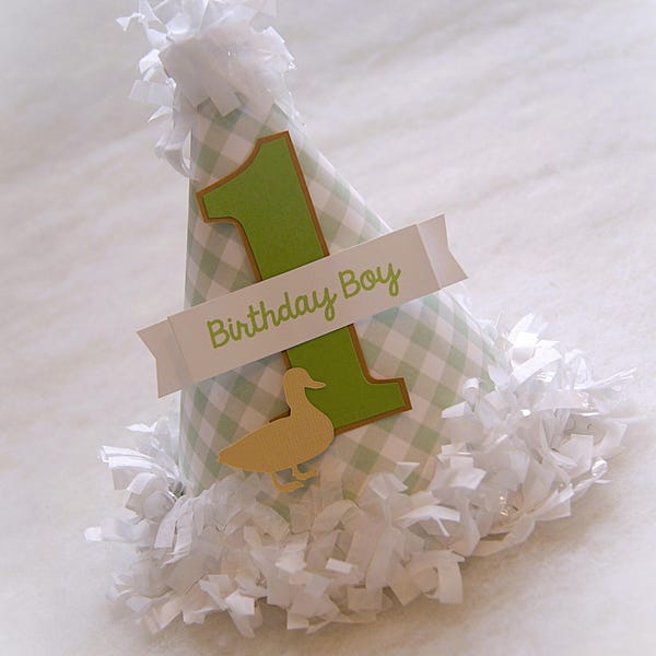 One Lucky Duck Birthday Hat - duck duck goose party, one lucky duck birthday party
