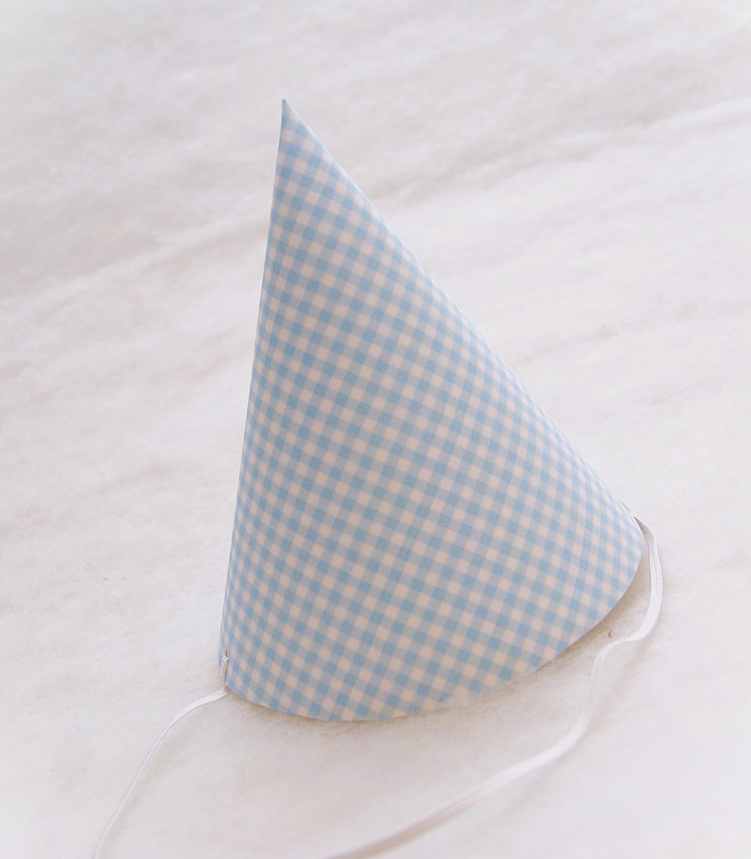 Blue Gingham Simple Party Hat - Beary First Birthday, Cookies and Milk ...