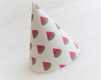 Pink Watermelon Simple Party Hat - watermelon party, one in a melon party, watermelon birthday