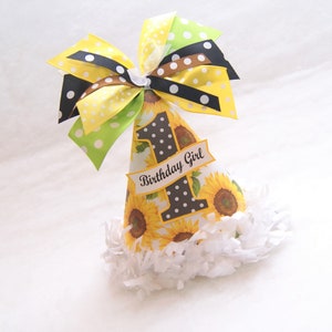 Sunflower Party Hat - sunflowers birthday party, polka dots, you are my sunshine party