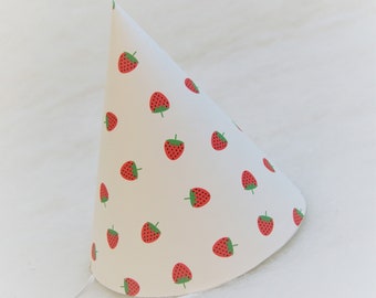 Strawberries Simple Party Hat - strawberry birthday party