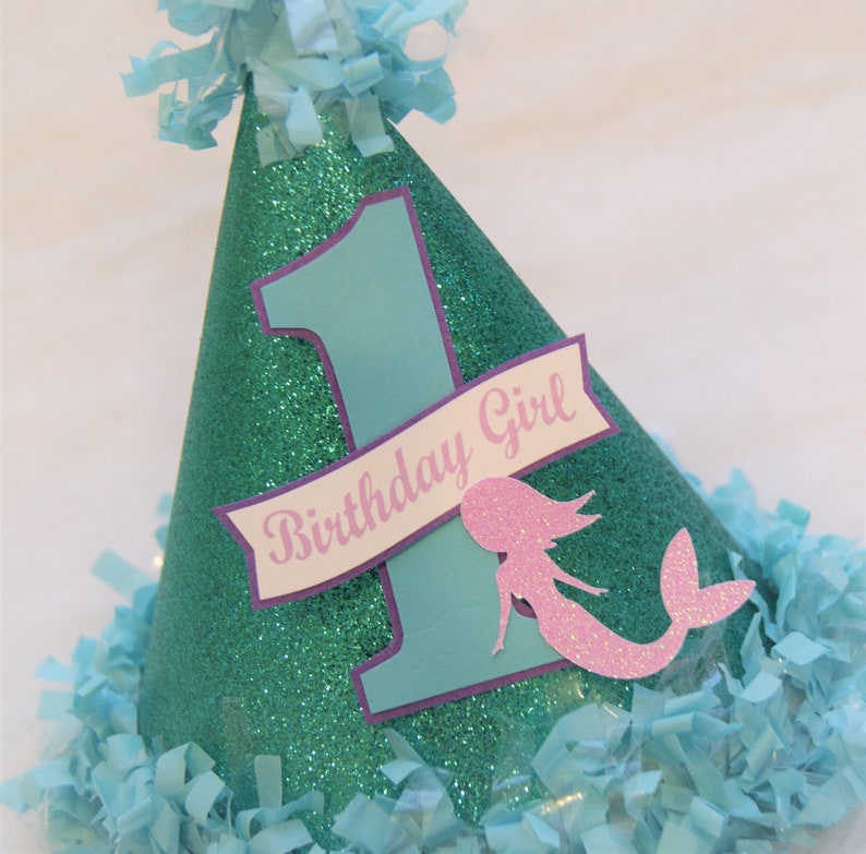 purple lavender mermaid birthday party Mermaid Party Hat under the sea party teal aqua glitter