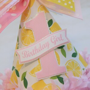 Pink Lemonade Party Hat Lemonade stand birthday party, pink lemonade, lemons, pink and yellow party image 2