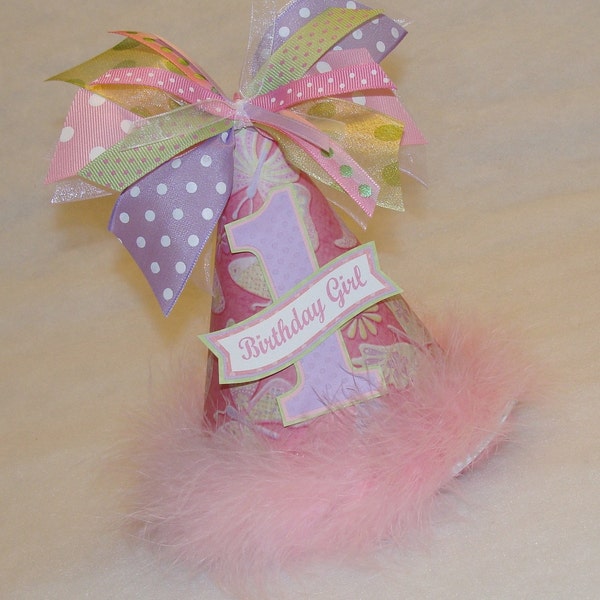 Pink and Lavender Butterfly Party Hat