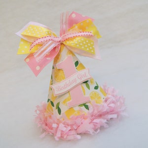 Pink Lemonade Party Hat Lemonade stand birthday party, pink lemonade, lemons, pink and yellow party image 1