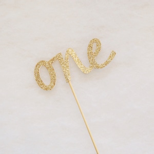 Gold Glitter Birthday Cake Topper - glam first birthday, one