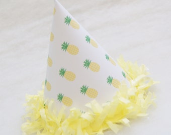 Yellow and Green Pineapple Party Hat - Pool party, Summer party, Party Like a Pineapple Birthday Party, two-ti frutti party