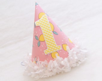 Pink Lemonade Party Hat - Lemonade stand birthday party, pink lemonade, pink and yellow party