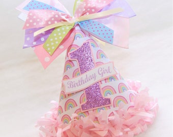 Pastel Rainbow Party Hat - rainbow birthday birthday