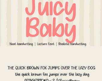 Juicy Baby / Carattere scritto a mano per uso commerciale / Scrittura fantasiosa disegnata a mano per Canva, artigianato, download digitale