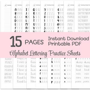 Oefenbladen alfabetbelettering: werkboek handschrift (pdf en png)