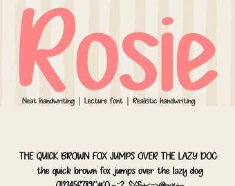 Rosie / Carattere tipografico scritto a mano per uso commerciale / Scrittura fantasiosa disegnata a mano per Canva, artigianato, download digitale