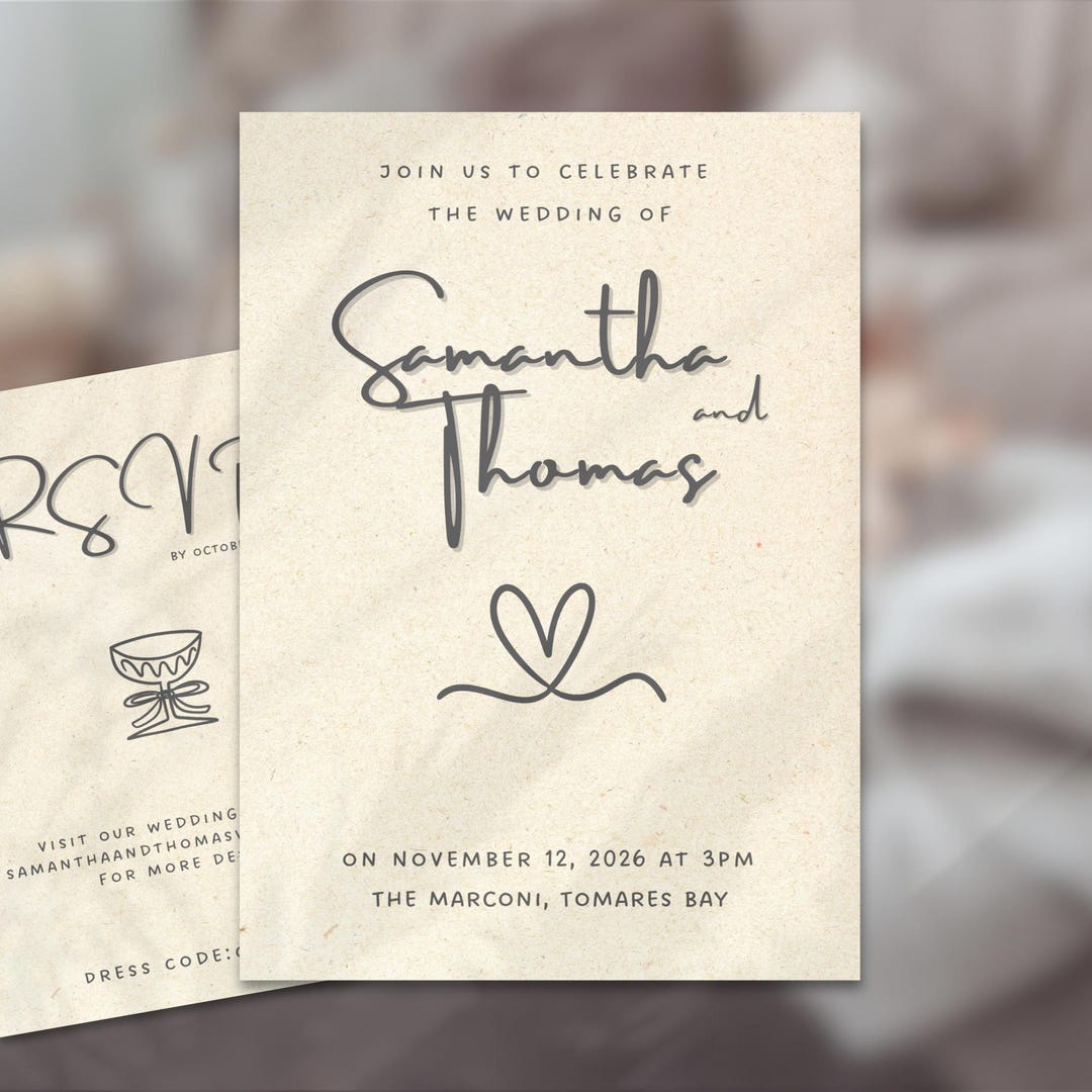 Printable Wedding Invitation and Evite Set | Digital Wedding Invite ...