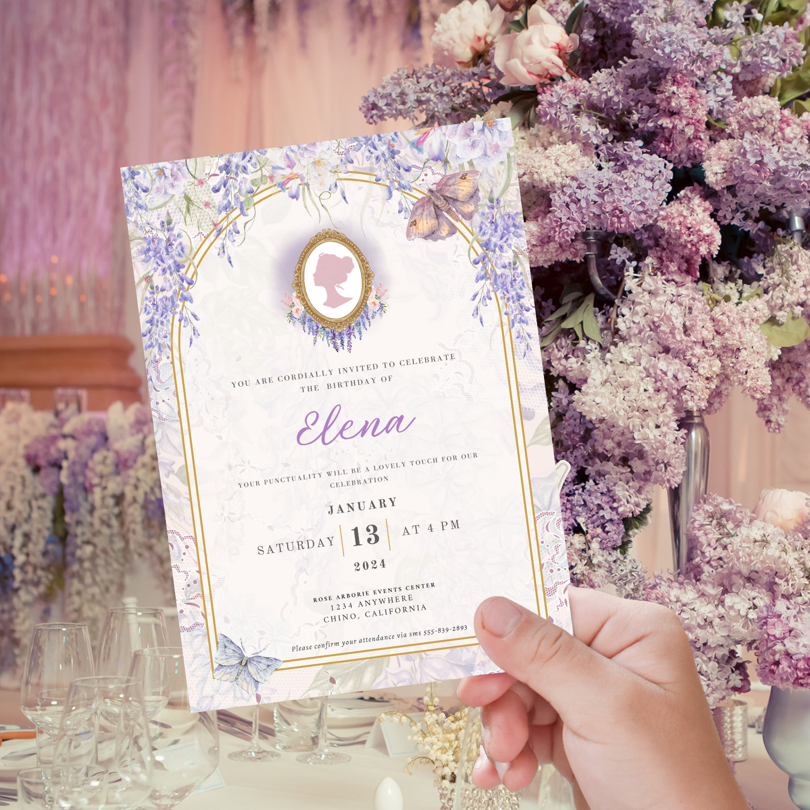 Editable Bridgerton Theme Party Invitation in Lilac Template - Etsy