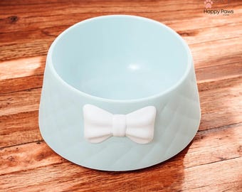 Comedero para gatos, cuenco antideslizante para gatitos, decoración con lazo