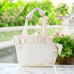 Sac en dentelle pour animal de compagnie, sac de transport pour petit chien, fourre-tout d'été respirant, sac à main portable pour chien, sac léger pour chiot, sac de transport pour animal de compagnie à bandoulière pour le voyage