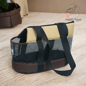 Transportín para perros pequeños, bolso de viaje transpirable, bolso portátil para gatos, transportador ligero para mascotas, bolso de malla para animales para perros y gatos, plegable, portátil