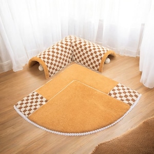 Lit tunnel pour chat, Maison interactive en peluche pour animal de compagnie, Lit antidérapant confortable pour chats et petits animaux de compagnie, Tunnel de jeu pliable pour chatons, Meubles de luxe pour chat