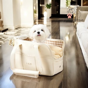 Sac de transport pour chien 100 % coton | Sac de voyage souple et portable pour petits chiens et chats | Porte-bébé confortable avec intérieur rembourré | Fourre-tout élégant pour animal de compagnie