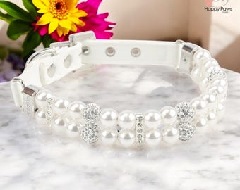 Luxury Pearl Rhinestone Pet Collar – Elegant Dog & Cat Jewelry